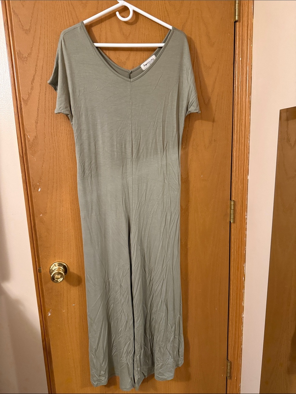 Impressions Olive V-Neck Short Sleeve Jumpsuit